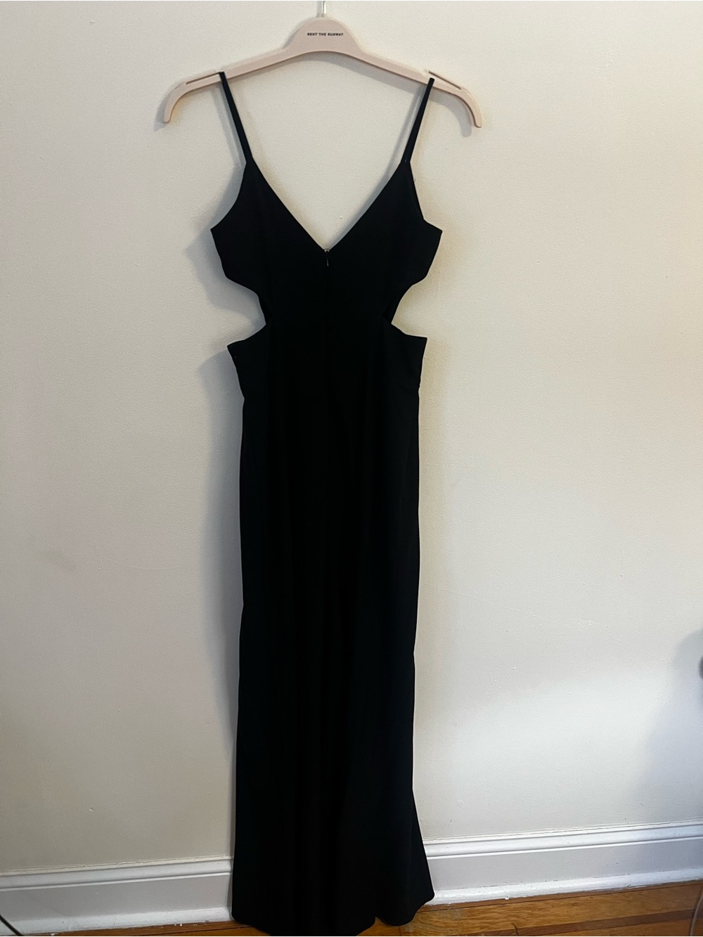 Amsale Black Cutout Spaghetti Strap Maxi Dress